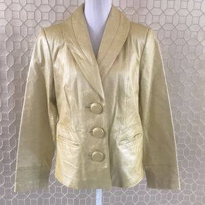 TERRY LEWIS Vintage Blazer Genuine Leather Gold  M